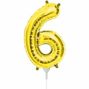 Gold Number 6 Balloon, 16 Inch