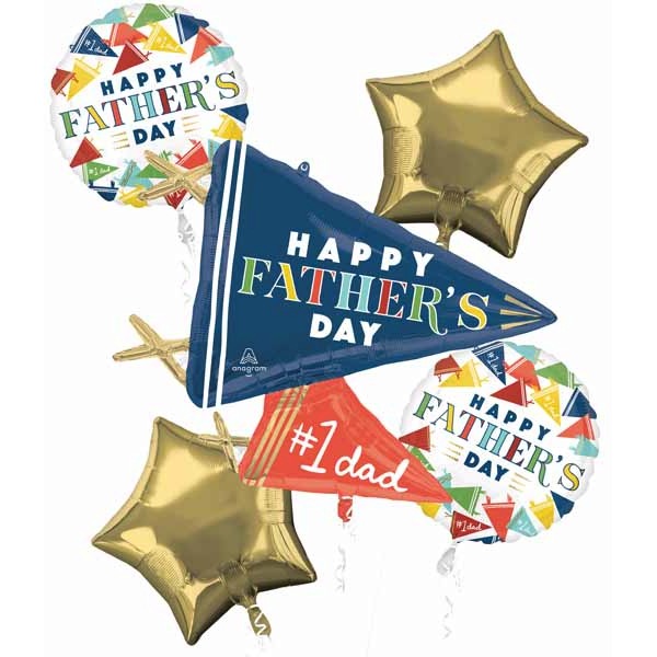 Happy Father's Day Varsity Pennants Foil Balloon Bouquet