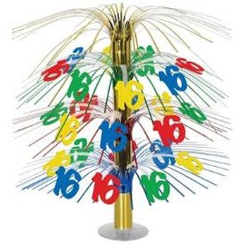 Multicolour 16th Birthday Cascade Centrepiece, 18 Inch