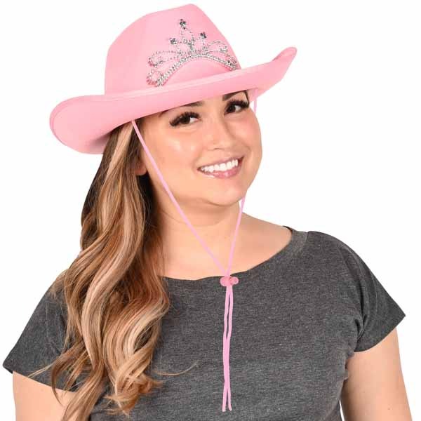 Pink Felt Cowgirl Hat with Tiara