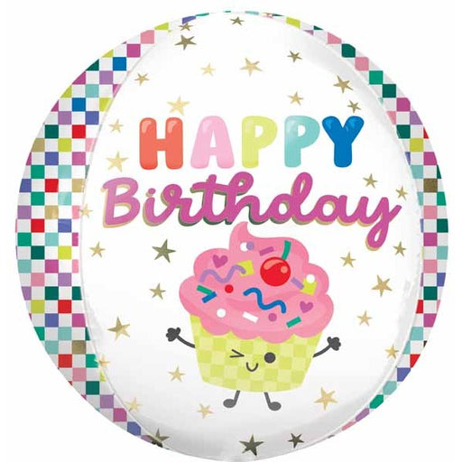 Vibrant Cupcakes Happy Birthday Orbz XL Foil Balloon