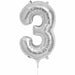 Silver Number 3 Balloon, 16 Inch