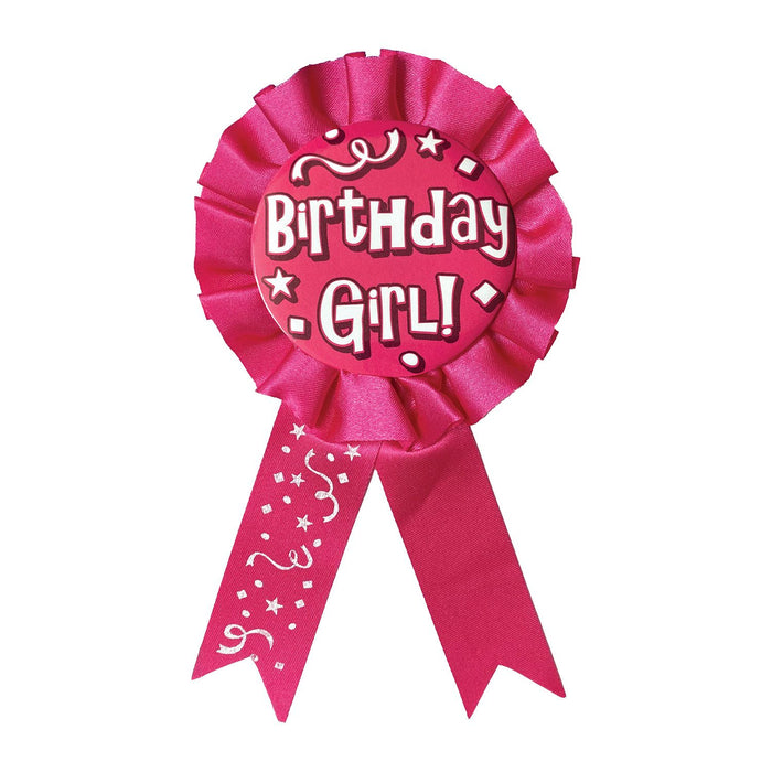 Birthday Girl Pink Award Ribbon Celebration (3/Pk)