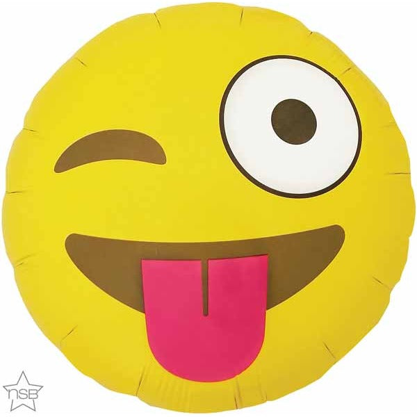 Winking Emoticon 18-Inch Round Foil Balloon