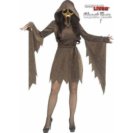 Gold Shimmer Ghost Face Adult Costume, M/L (10-14)