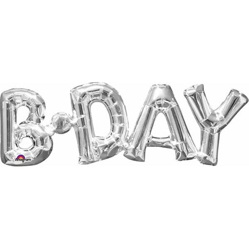Silver BDAY Block Letter Foil Balloon