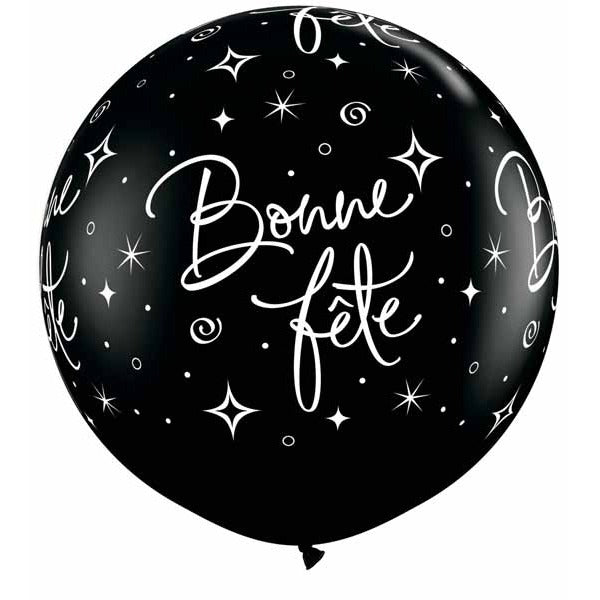 Bonne Fête Onyx Black 3-Foot Latex Balloons, 2-Pack