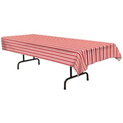 STRIPED TABLECOVER 54"X108" PLASTIC