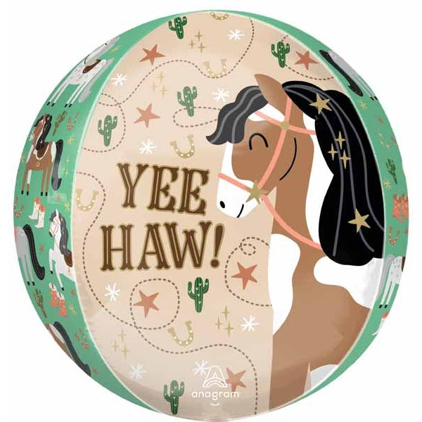 Yee Haw Horse 16-Inch Orbz Foil Balloon
