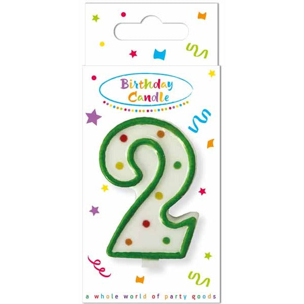 Polka Dot Number 2 Birthday Candle