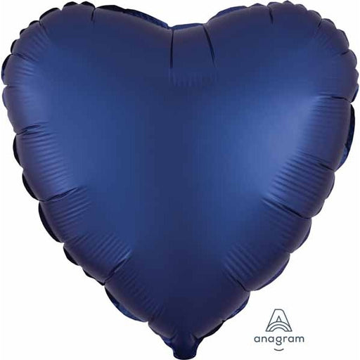 Navy Satin Luxe Heart Foil Balloon, 18 Inch