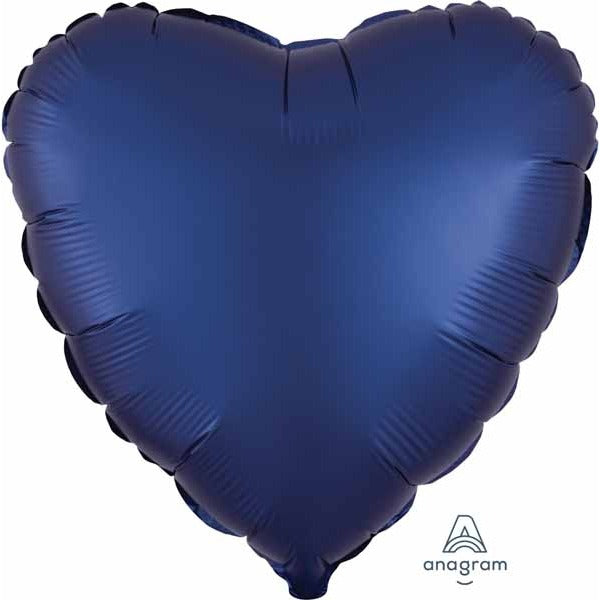 Navy Satin Luxe Heart Foil Balloon, 18 Inch