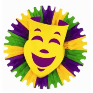 Mardi Gras Fan-Tag Decoration with 25-Inch Fan
