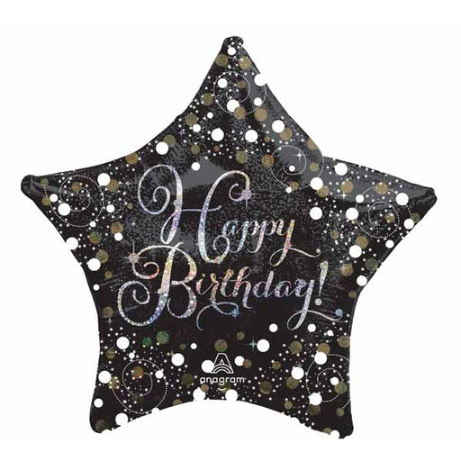 Sparkling Happy Birthday Star Foil Balloon, 28 Inch