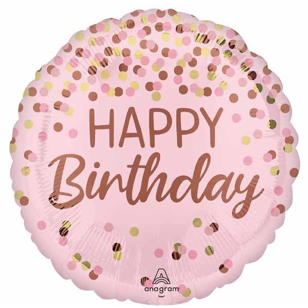 Pretty Pink Happy Birthday 18" Round Foil Balloon