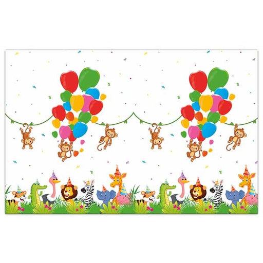 Jungle Balloon Plastic Tablecover, 47 x 70 Inches