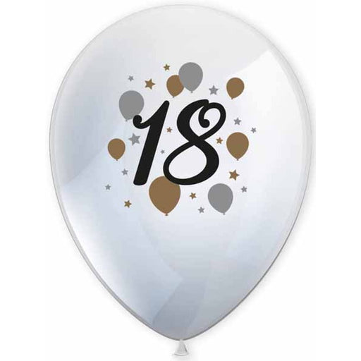 18th Birthday Printed Latex Balloons, 6 Pack