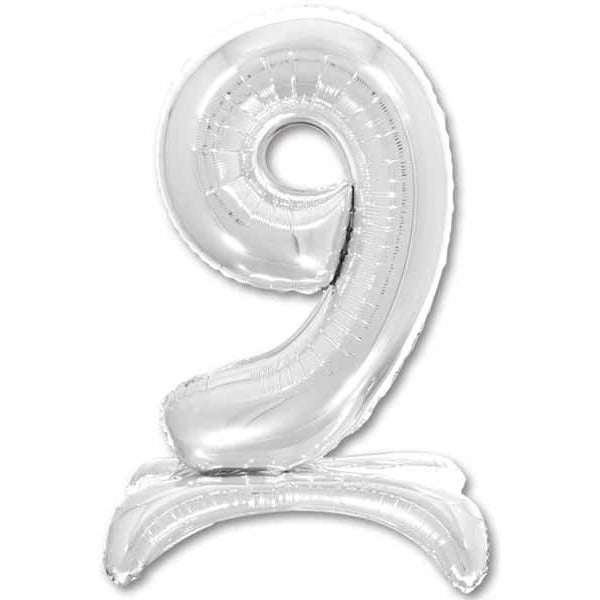 26-Inch Silver Stand-Up Number 9 Balloon