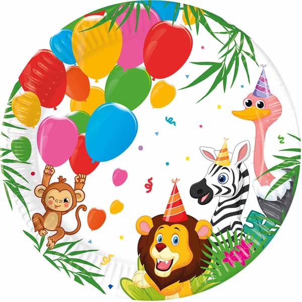 Jungle Balloons 9-Inch Paper Plates, 8 Pack
