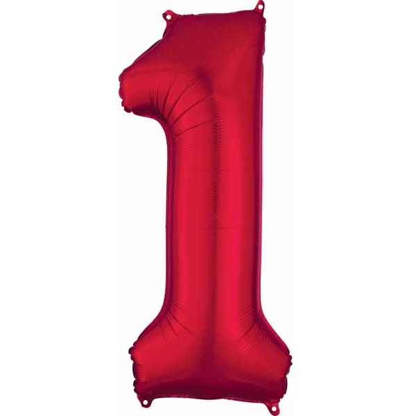 34 Inch Red Number 1 Foil Balloon