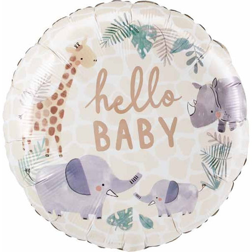 Soft Jungle Baby 18" Round Foil Balloon