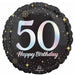 Sparkling 50 Happy Birthday Round Foil Balloon, 18 Inch