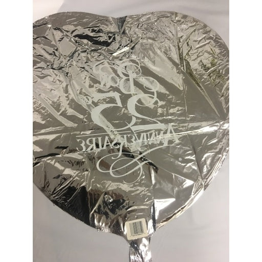French 25th Anniversary Hearts Foil Balloon, 18 Inch