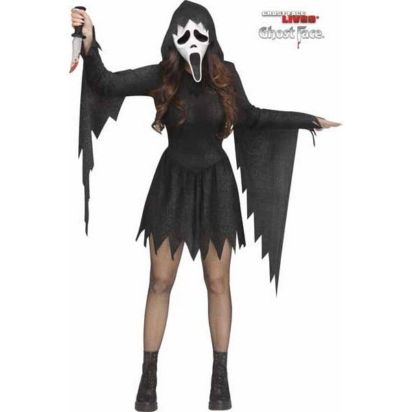 Black Glitter Ghost Face Adult Costume, Small 2-8