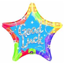 19-Inch Good Luck Blitz Star Prismatic Foil Balloon