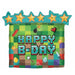 Pixel Party Happy Birthday Shaped Foil Balloon, 25 Inch