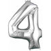 34-Inch Silver Number 4 Foil Balloon