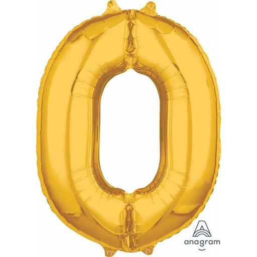 Gold Number 0 Balloon, 26 Inch