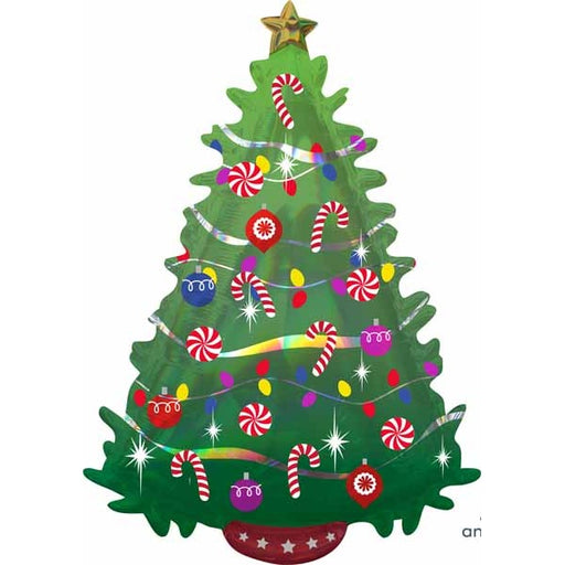36-Inch Green Holographic Christmas Tree Foil Balloon