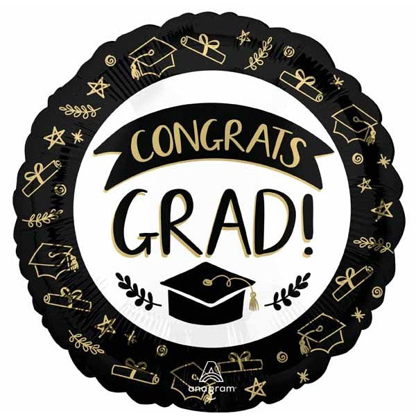 Sketch Congrats Grad 18" Round Foil Balloon