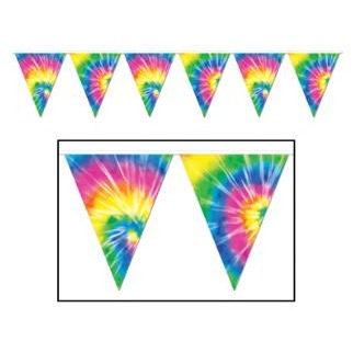 Tie-Dye Pennant Banner, 10 Inches x 21 Feet