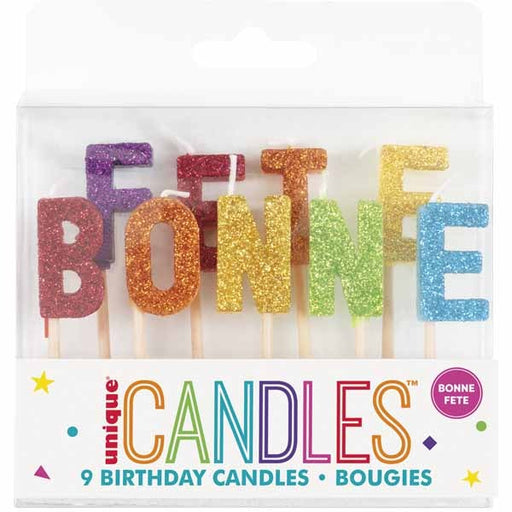 Bonne Fête Rainbow Glitter Birthday Candle