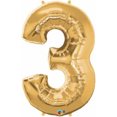 34-Inch Gold Number 3 Balloon