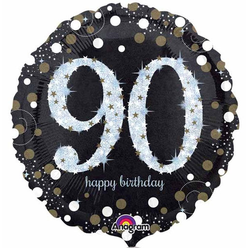 Sparkling 90th Birthday Holographic Foil Balloon, 18 Inch