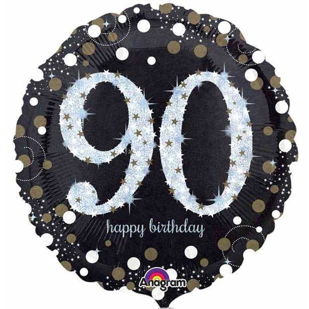 Sparkling 90th Birthday Holographic Foil Balloon, 18 Inch
