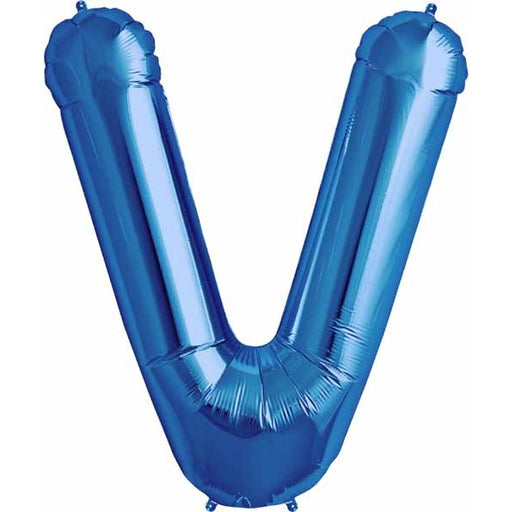34-Inch Blue Letter V Balloon