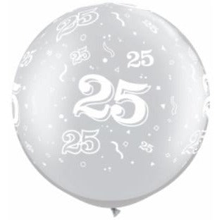 30-Inch Silver 25-A-Round Latex Balloons, 2-Pack