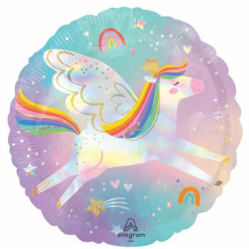 Pegasus 18-Inch Round Holographic Foil Balloon