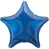 19-Inch Blue Dazzler Holographic Star Foil Balloon