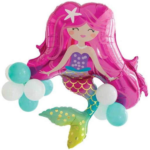 35" Mermaid Foil Balloon Kit with Latex Accents