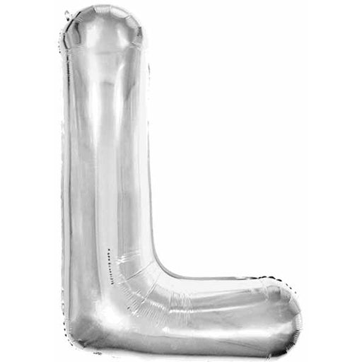 34-Inch Silver Letter L Foil Balloon