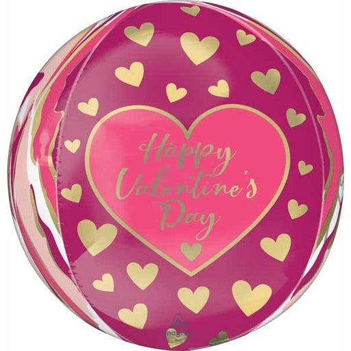 Happy Valentine's Day Abstract Marble 16" Orbz Foil Balloon