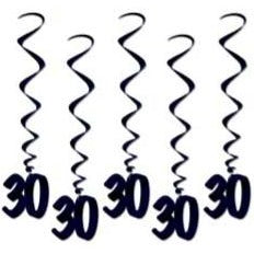 Black Number 30 Hanging Whirls, 5 Pack