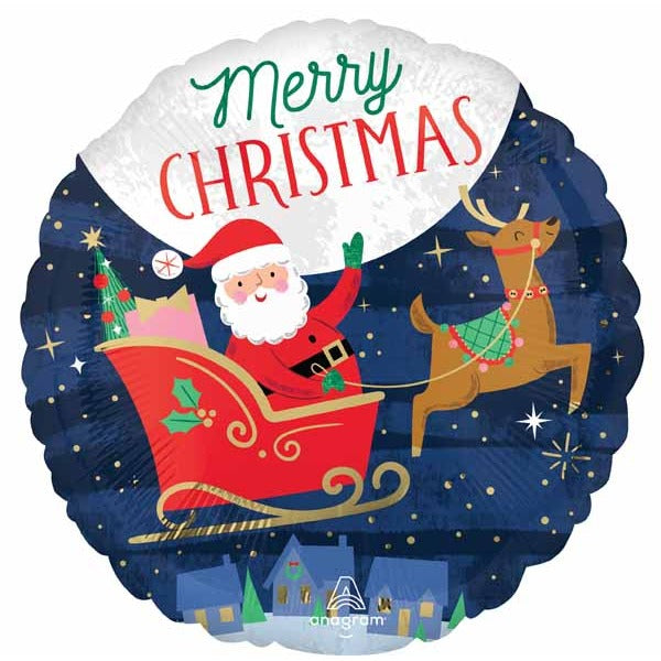 Starry Night Christmas 18" Round Foil Balloon