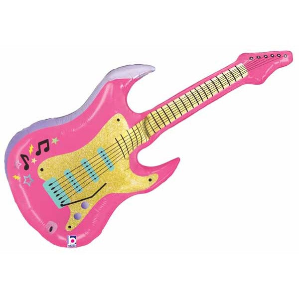 Pink Electric Guitar Foil Balloon, 39 Inch