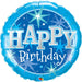Blue Sparkle Birthday Round Foil Balloon, 36 Inch